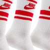 Nike NSW Everyday Essential Crew 3 Pack Socks White/Red  DX5089-102 Men's