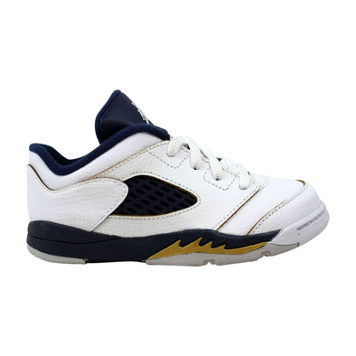 Nike Air Jordan V 5 Retro Low TD White/Midnight Navy-Metallic Gold Dunk From Above 314340-135 Toddler