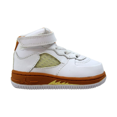 Nike Girl's AJF 5 White/Carrot-Lemon  318605-181 Toddler