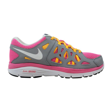 Nike Dual F usion Run II 2 GS Pink Glow/White-Wolf Grey-Atomic MNG  599793-602 Grade-School