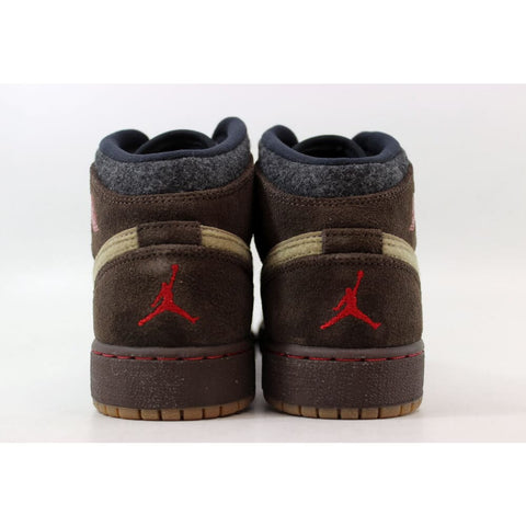 Nike Air Jordan I 1 Mid Premium BG Baroque Brown/Gym Red-Khaki-Black 619049-205 Grade-School