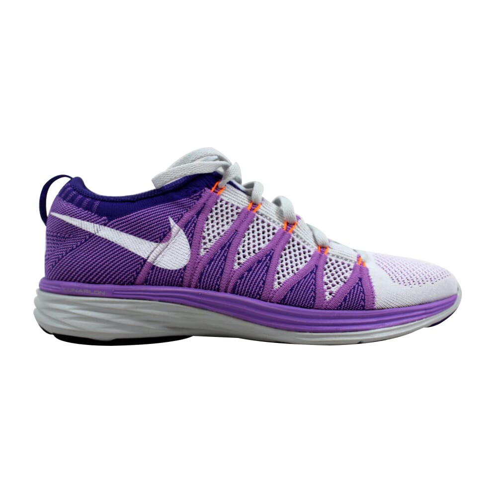 Nike Flyknit Lunar2 Pure Platinum/White-Atomic Purple-Court Purple 620658-001 Women's