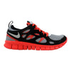 Nike Free Run II 2 LE GS White/Metallic Silver-Black-Light Crimson  644405-100 Grade-School