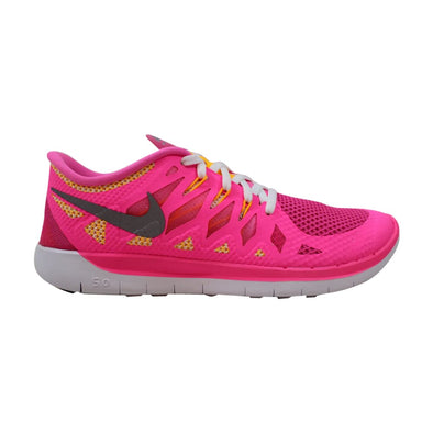 Nike Free 5.0 GS Pink Glow/Metallic Silver-White-Atomic MN  644446-600 Grade-School
