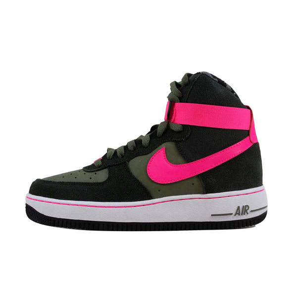 Nike Air Force I 1 High Iron Green/Hyper Pink-Deepest Green-White 653998-300 Grade-School
