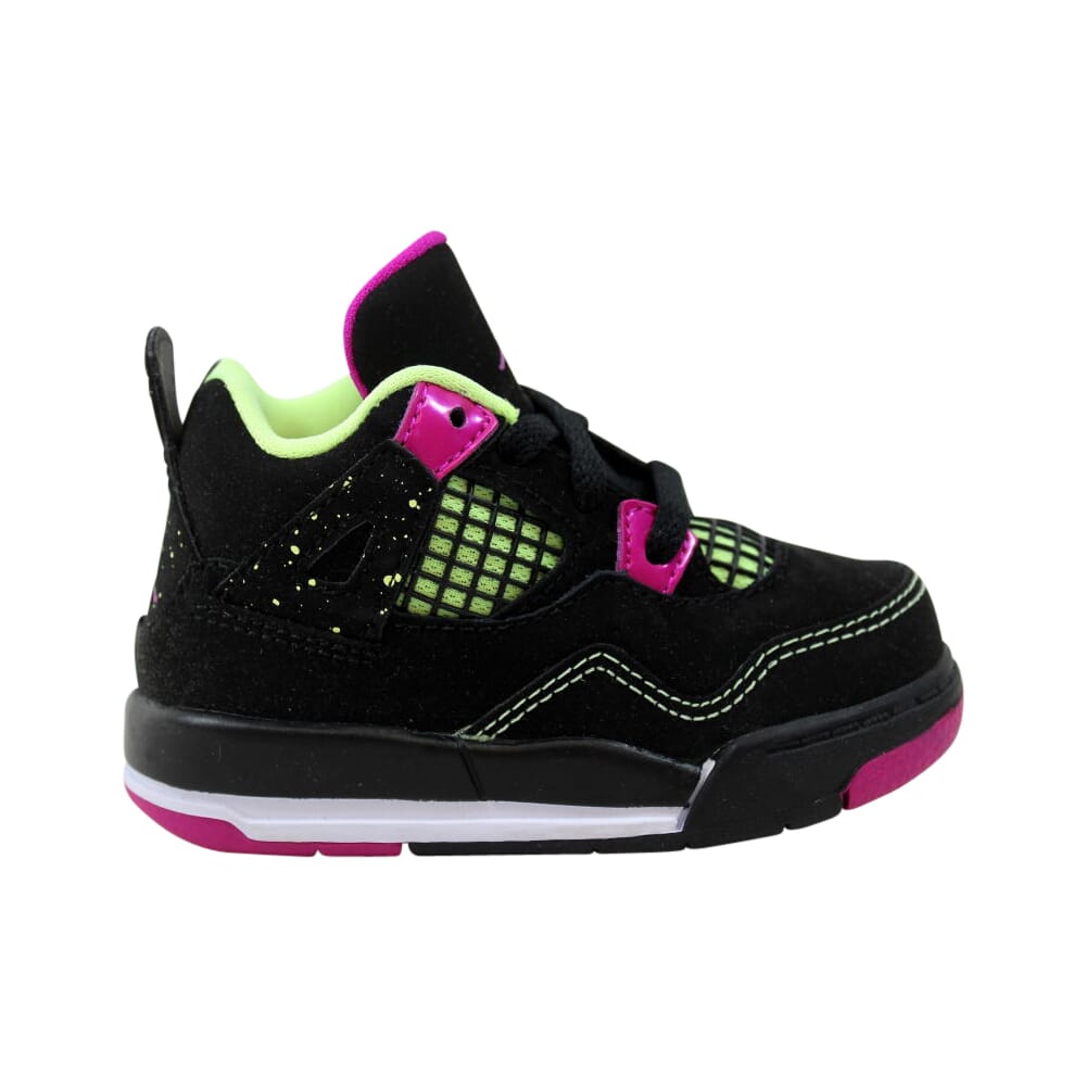 Nike Air Jordan IV 4 Retro GT Black/Fuchsia Flash-LQD Lime-White Fuchsia Lime 705345-027 Toddler