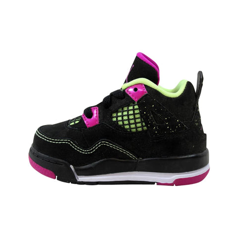 Nike Air Jordan IV 4 Retro GT Black/Fuchsia Flash-LQD Lime-White Fuchsia Lime 705345-027 Toddler