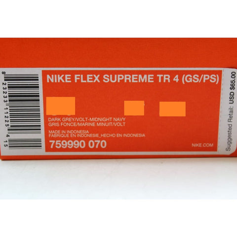 Nike Flex Supreme TR 4 Dark Grey/Volt-Midnight Navy 759990-070 Grade-School
