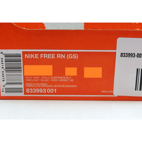 Nike Free RN Wolf Grey/Metallic Silver-White-Black 833993-001 Grade-School