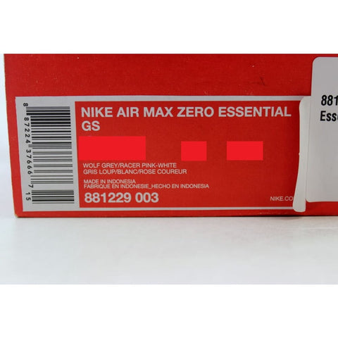 Nike Air Max Zero Essential Wolf Grey/Racer Pink-White 881229-003 Grade-School
