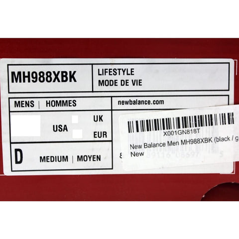 New Balance 988 Fresh Foam Mid Cut Black/Grey MH988XBK Men's