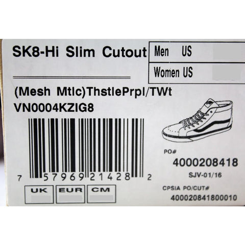 Vans Sk8 Hi Slim Cutout Mesh Metallic Thistle Purple/True White VN0004KZIG8 Men's